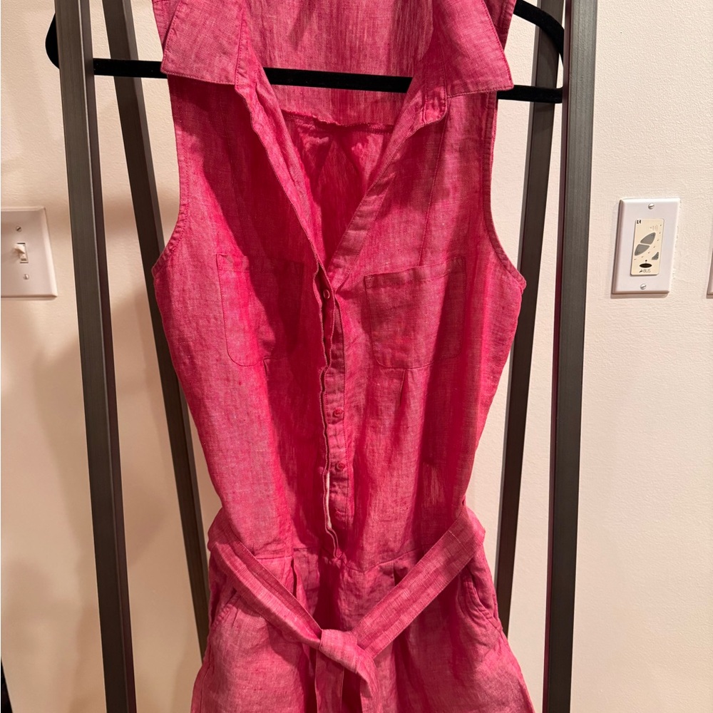 Joie Vibrant Pink Linen Romper